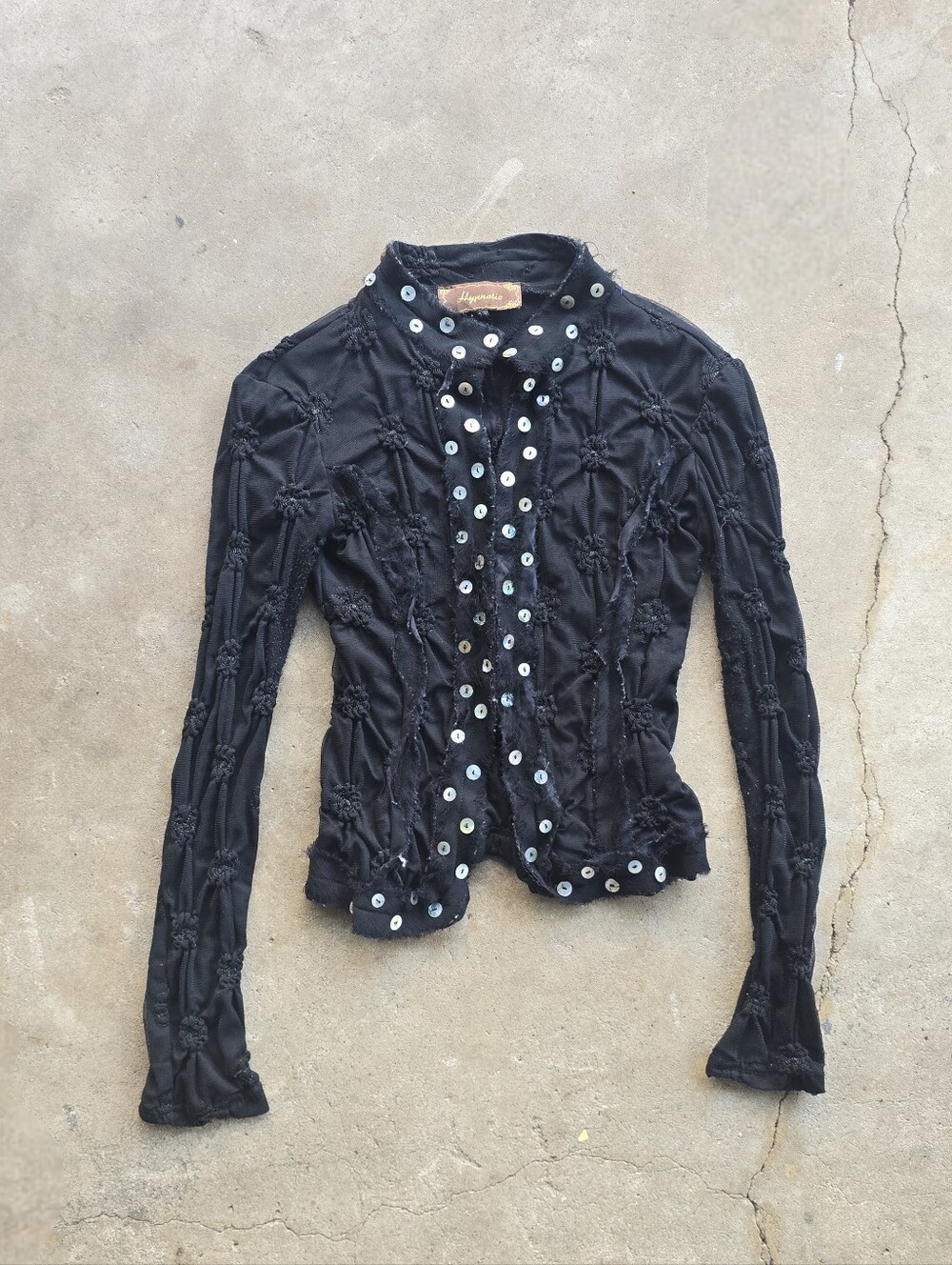 Vintage Hypnotic Y2K Fairy French Euro Mesh Long Sleeve Top Submersive